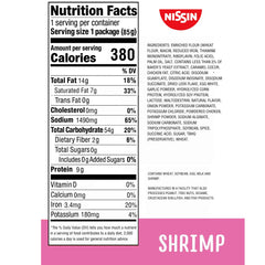 NISSIN Top Ramen Shrimp noodles steaming with aroma in minutes
