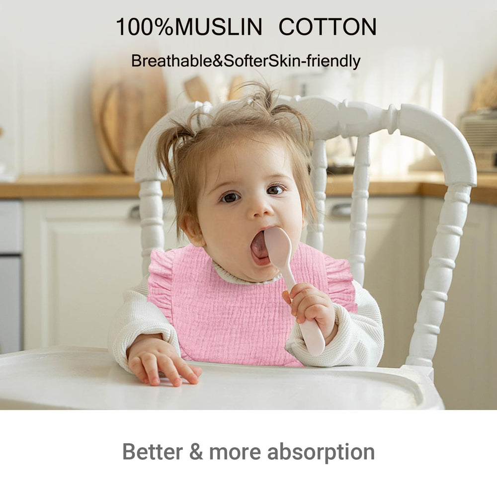NISXABEBE bibs with flounce lace detail add charm to baby outfits.