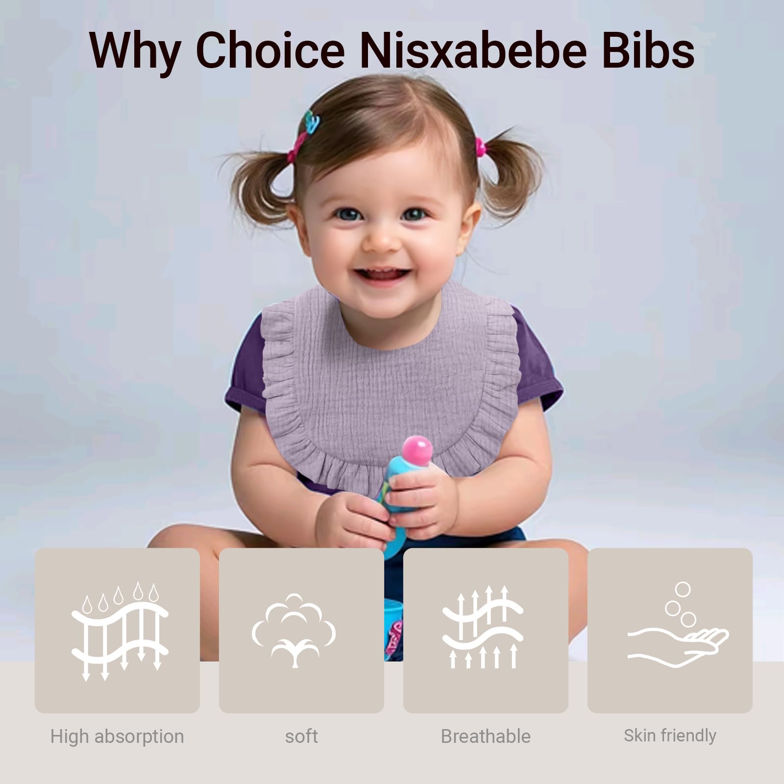NISXABEBE bibs in a colorful collection for versatile styling.