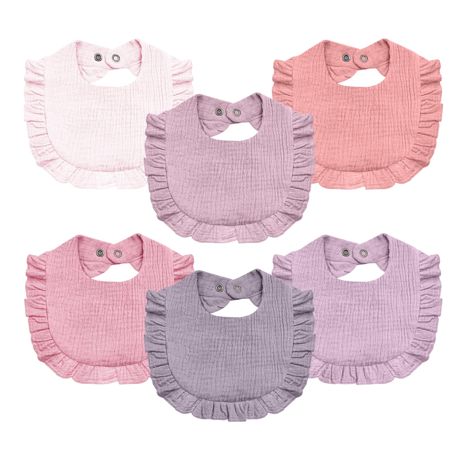 NISXABEBE baby muslin bibs six-pack shows premium cotton and color variety for daily use.