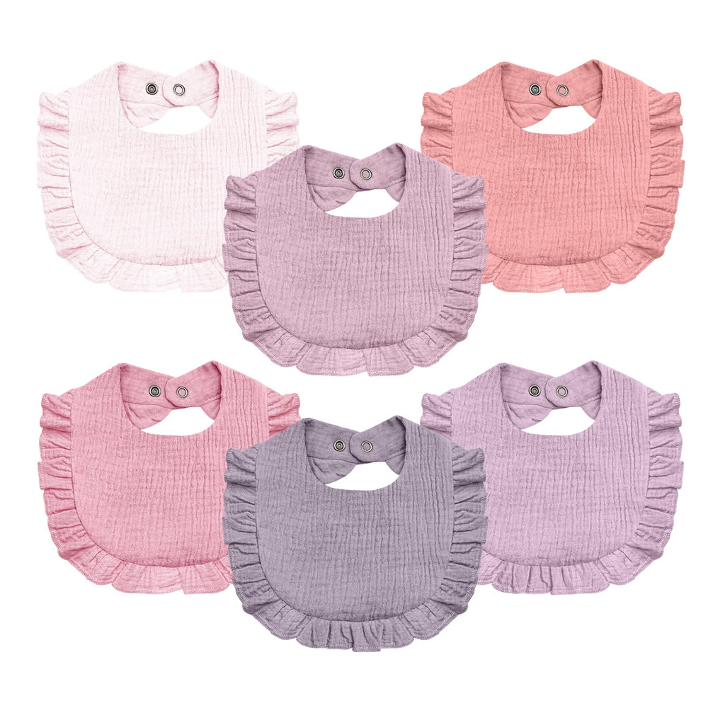 NISXABEBE baby muslin bibs six-pack shows premium cotton and color variety for daily use.