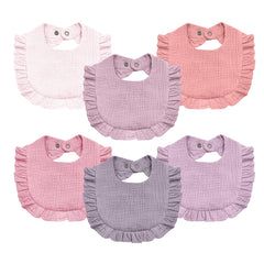 NISXABEBE baby muslin bibs six-pack shows premium cotton and color variety for daily use.