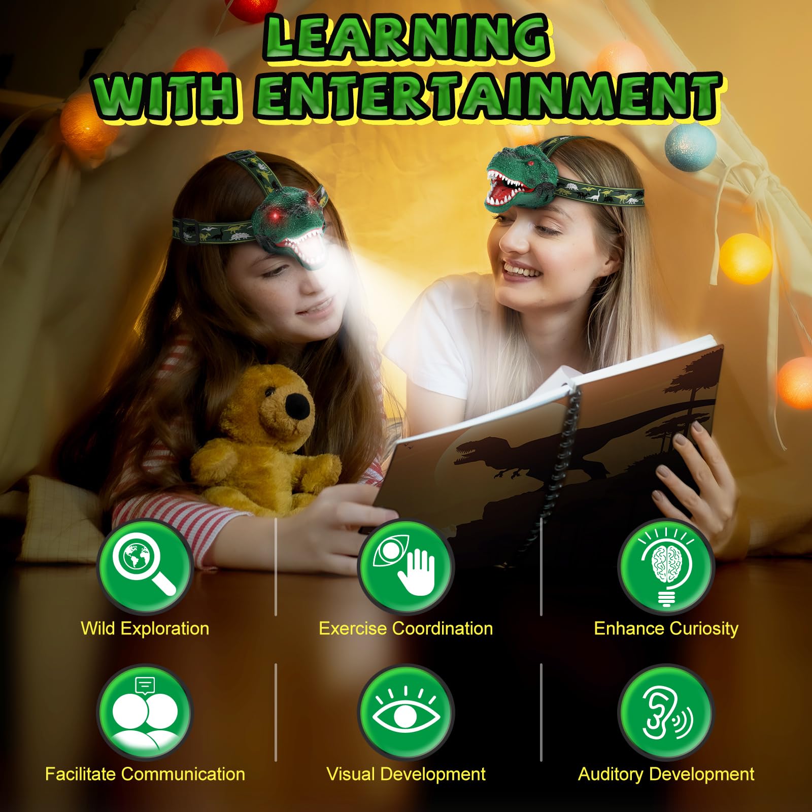 Nitigo dinosaur headlamp as a gift idea for kids.
