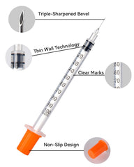 NITYLNRE U-100 syringe with clear volume markings for precise reading