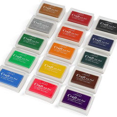 NIUBIER 15-colors craft ink pad front view showing vibrant, easy-to-use color palette.