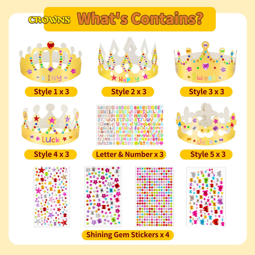 NIUBIER Crown sticker pack with gems and letters for DIY decor