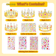 NIUBIER Crown sticker pack with gems and letters for DIY decor