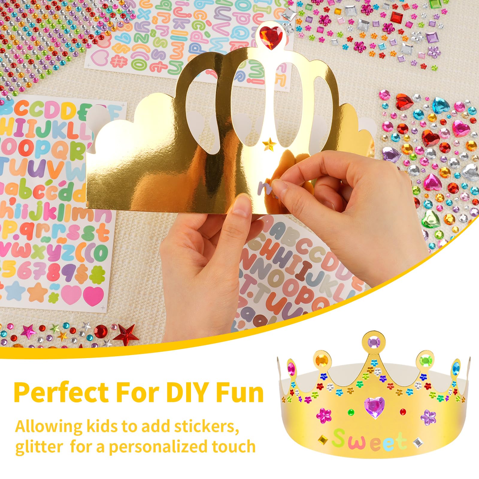NIUBIER Gold Crown close-up showing sparkle and sturdy cardstock