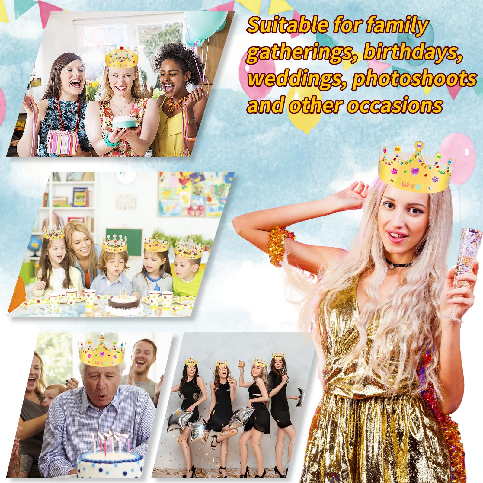 NIUBIER Gold crowns with stickers for creative decoration ideas