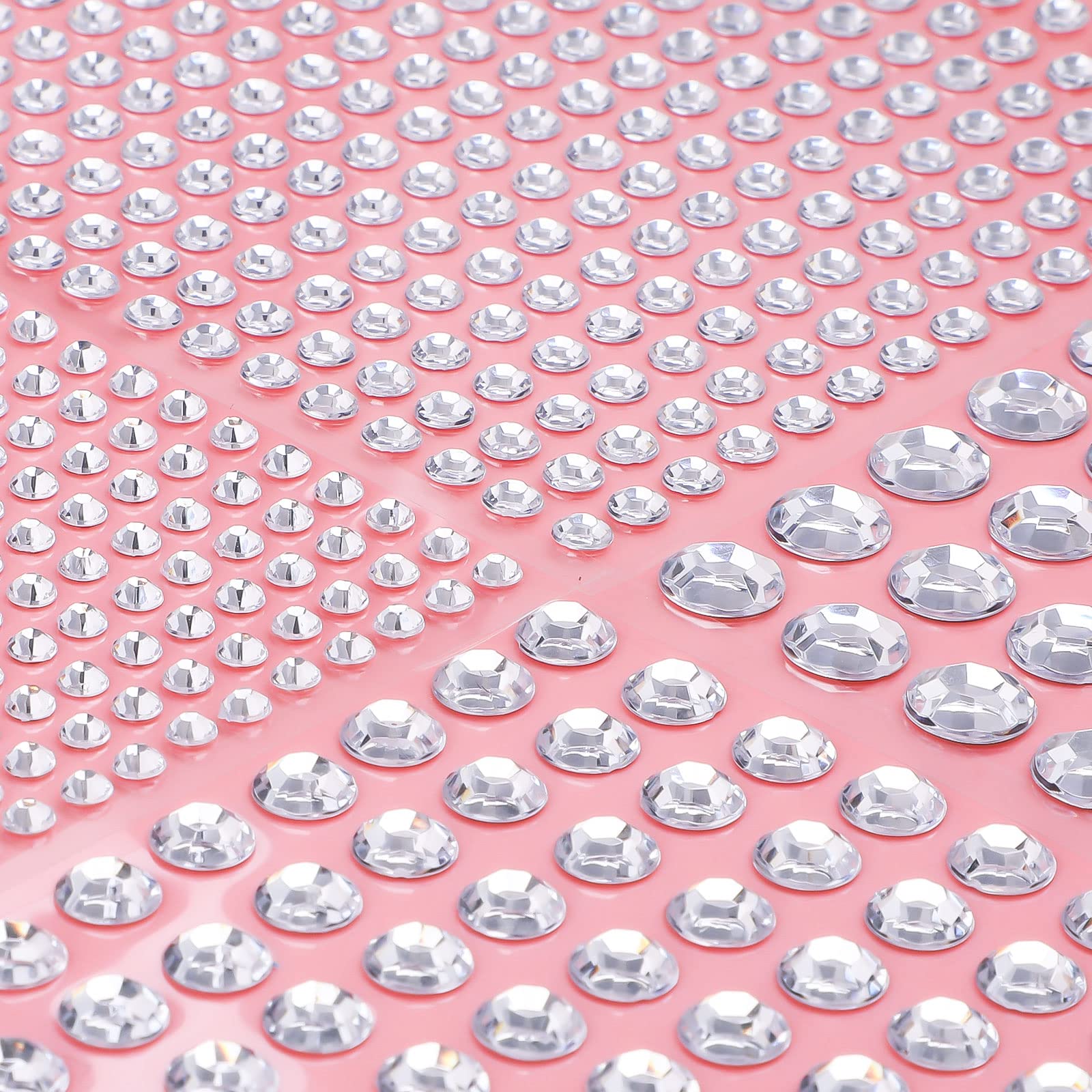NIUBIER rhinestone stickers closeup with six sizes for versatile crafts.