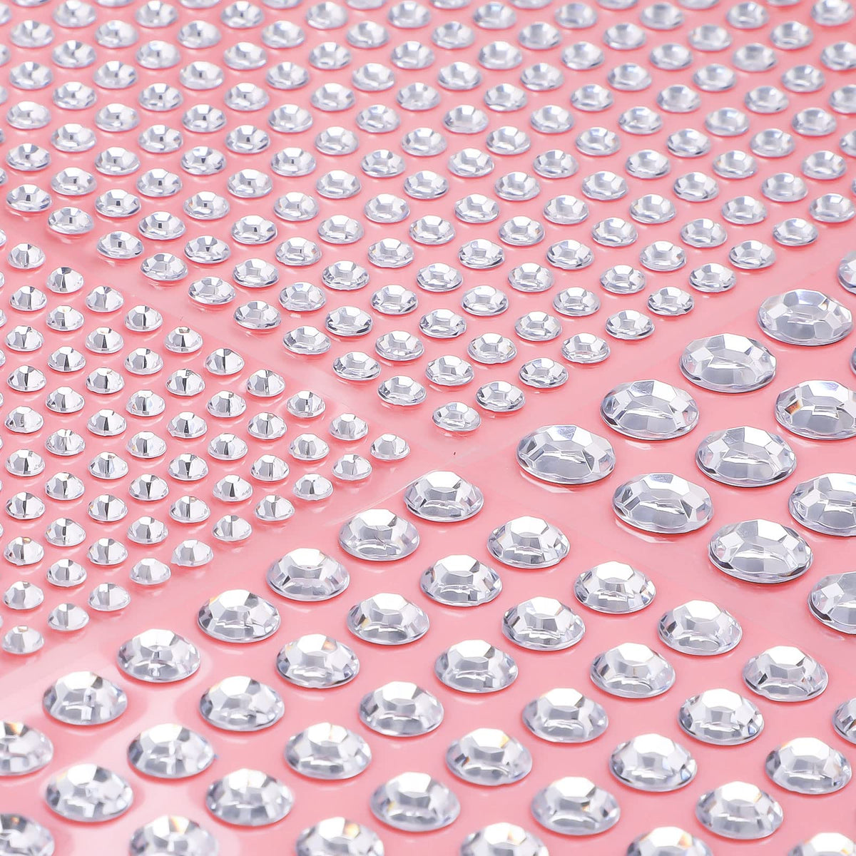 NIUBIER rhinestone stickers closeup with six sizes for versatile crafts.