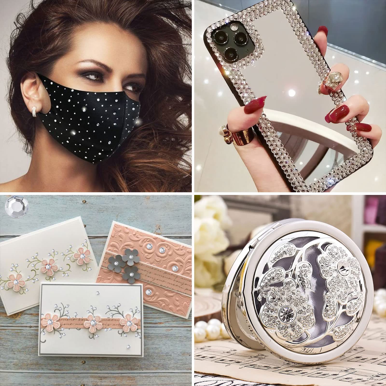 NIUBIER assorted rhinestones ideal for masks, gifts, and decor projects.