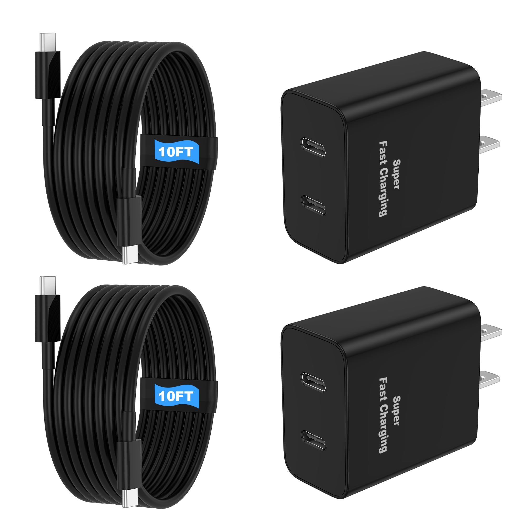 Niubil 45W dual-port charger front view powering two devices fast.