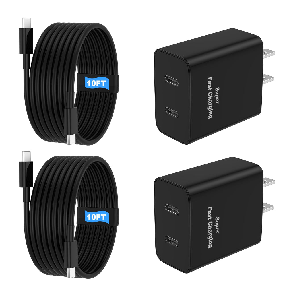 Niubil 45W dual-port charger front view powering two devices fast.