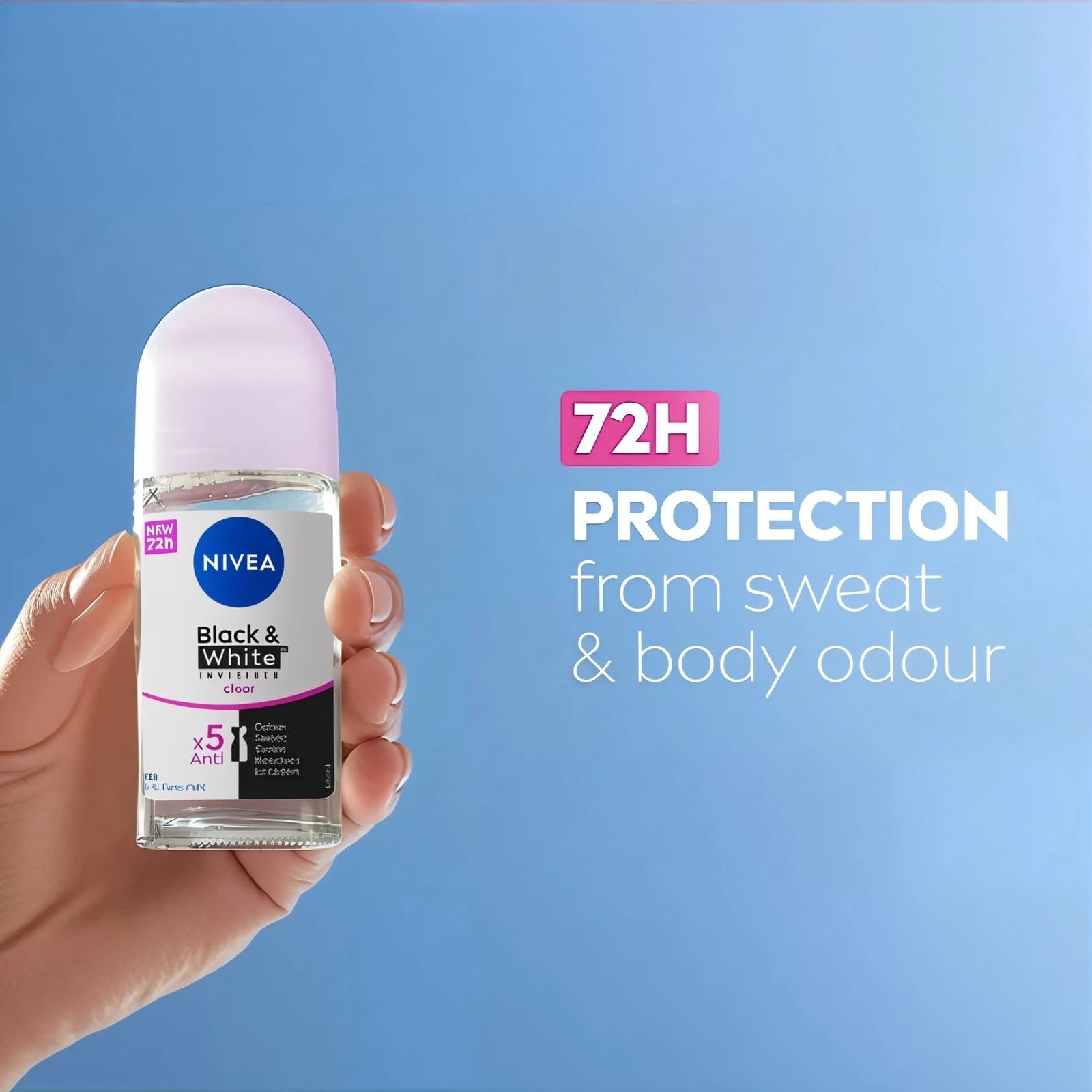NIVEA Black & White Invisible Roll-On underarm-application demonstrates easy daily use