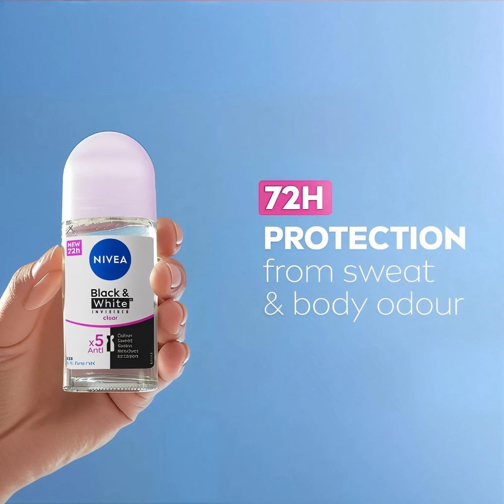 NIVEA Black & White Invisible Roll-On underarm-application demonstrates easy daily use