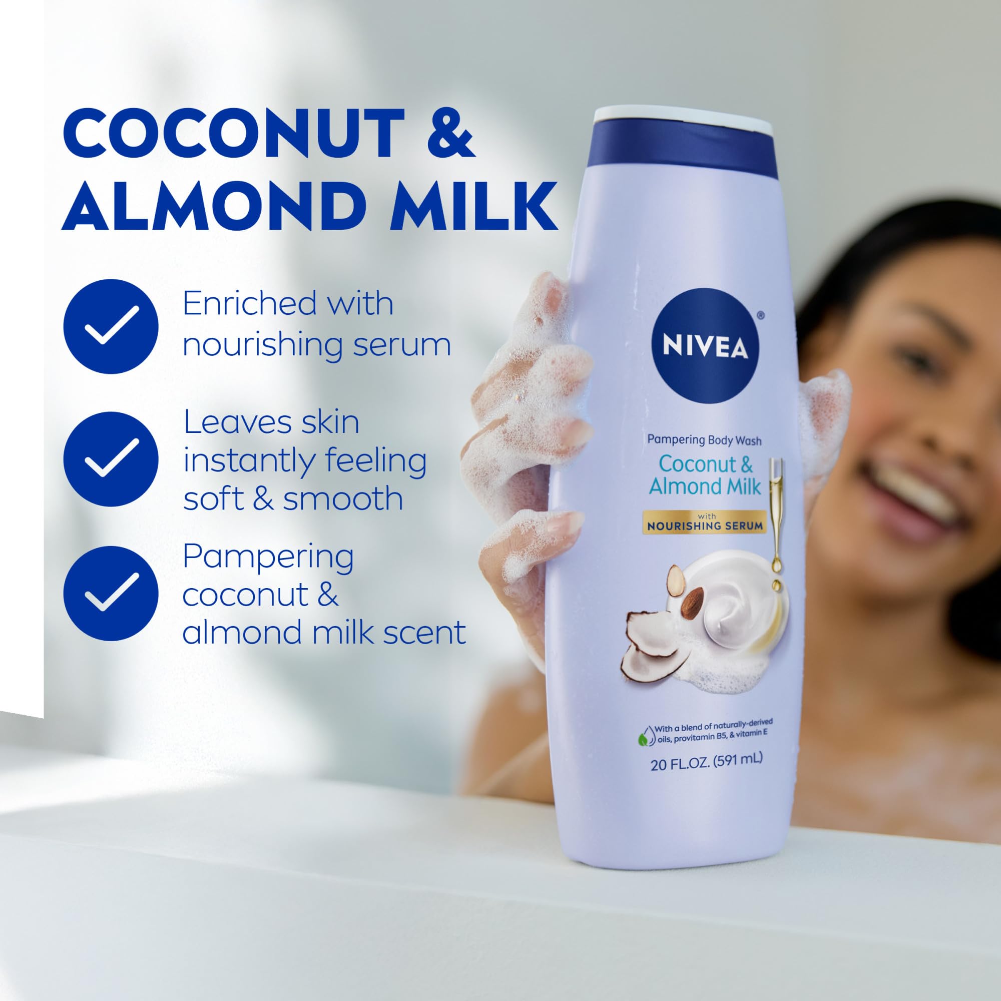 Creamy almond milk lather from NIVEA body wash for smooth skin
