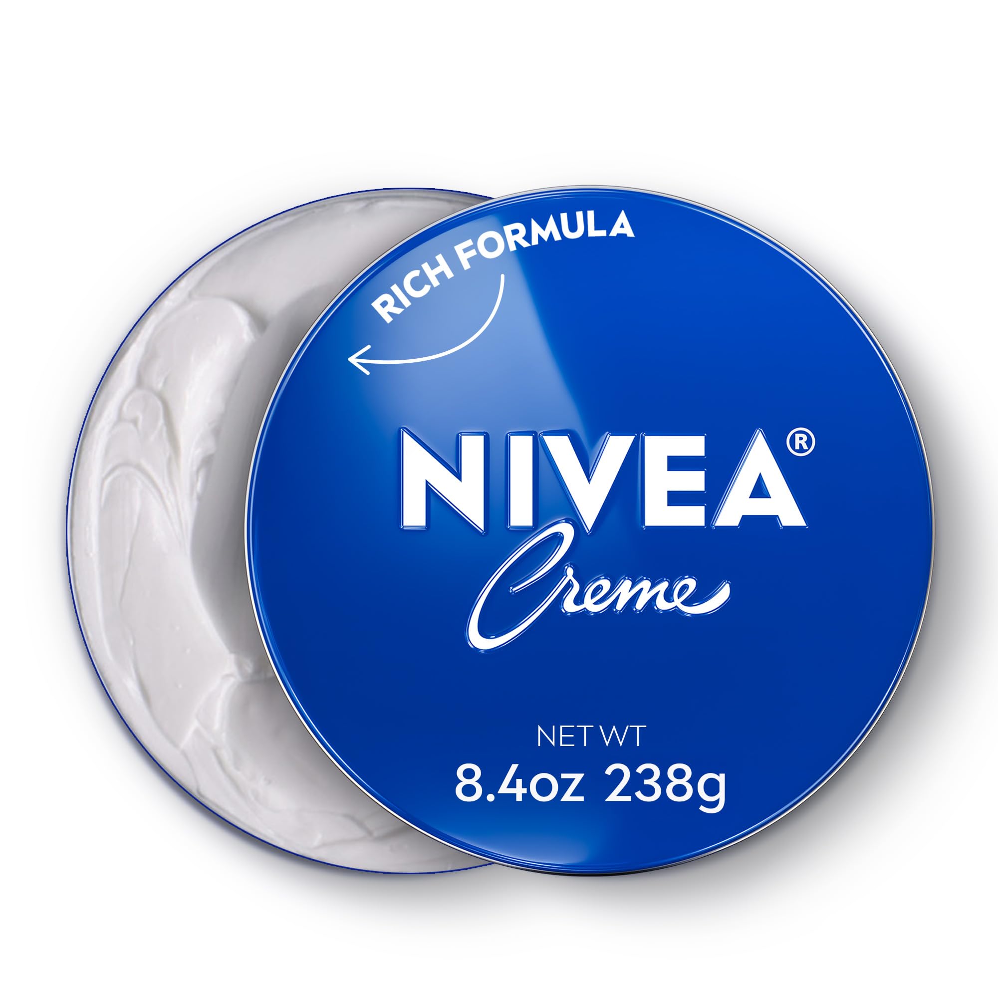 NIVEA Creme Body tin front view shows rich moisture for daily use.