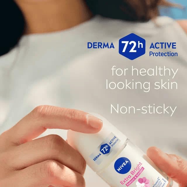 NIVEA Extra Bright alcohol-free formula gentle on sensitive skin.