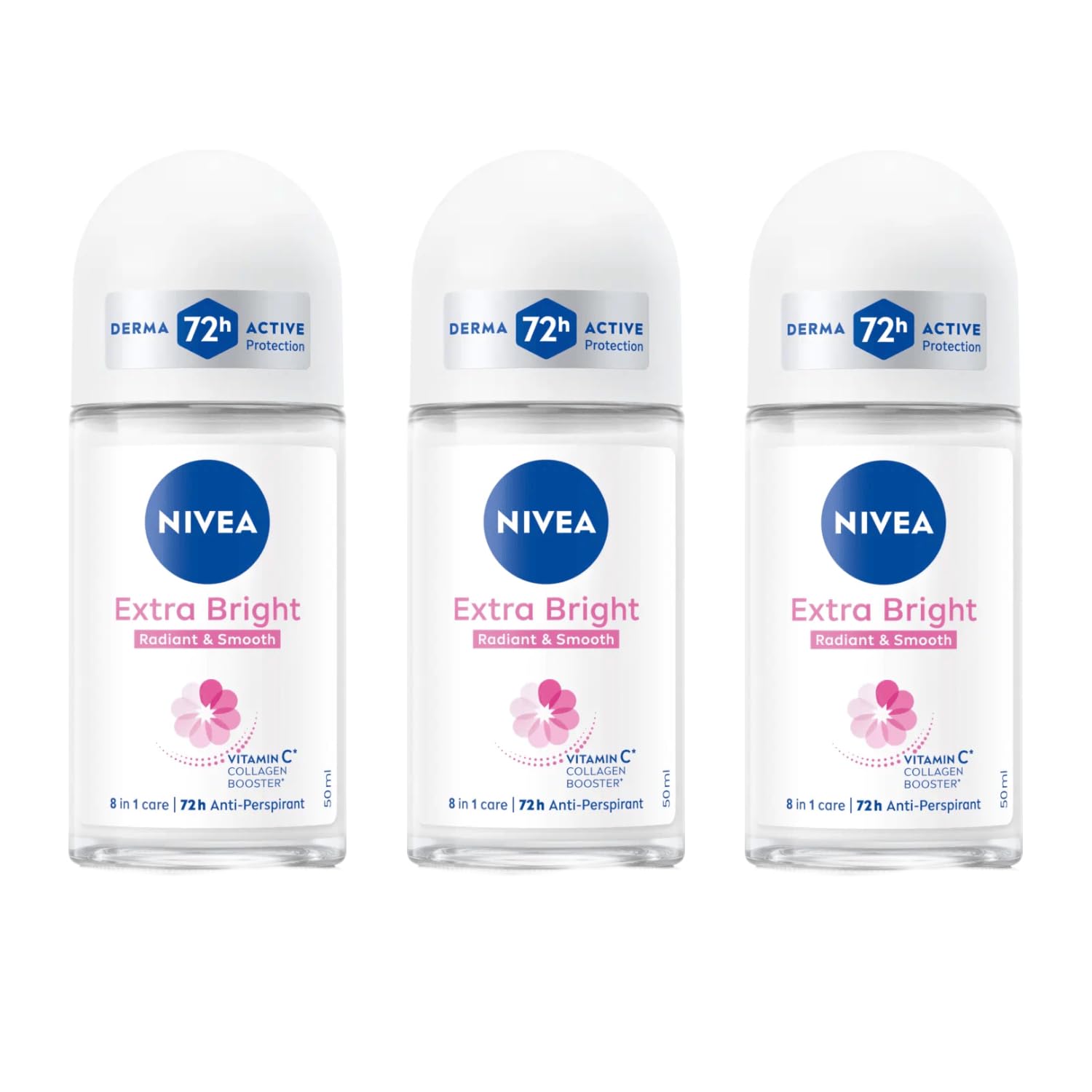 NIVEA Extra Bright roll-on underarm application shows smooth, even skin.