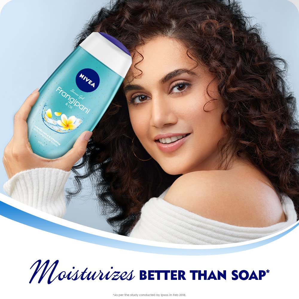 NIVEA Frangipani & Oil Shower Gel lather showing refreshing aroma and cleansing