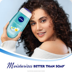 NIVEA Frangipani & Oil Shower Gel lather showing refreshing aroma and cleansing
