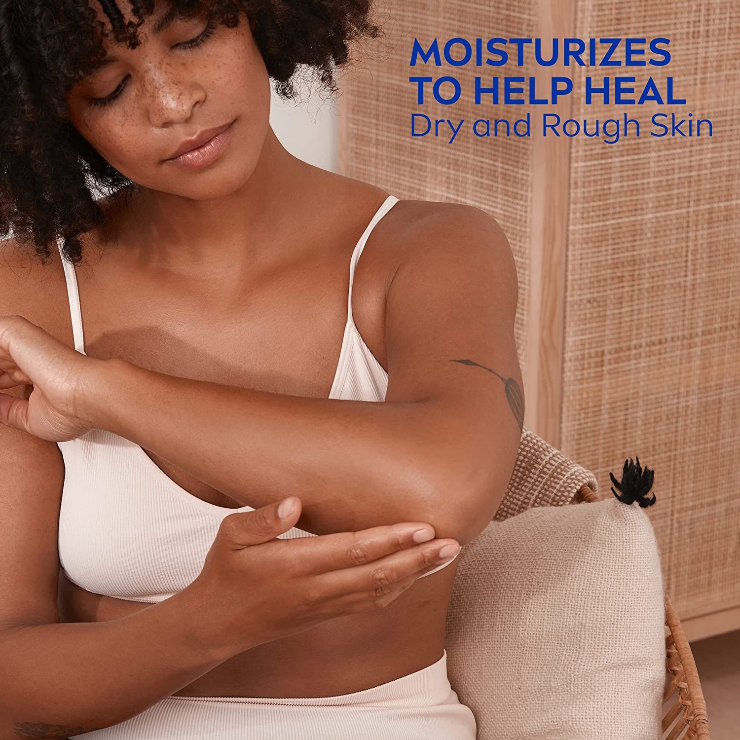 NIVEA lotion applied to arm demonstrating easy body hydration.