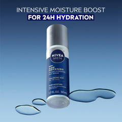 NIVEA MEN Age Defense bottle back view reveals ingredients and usage