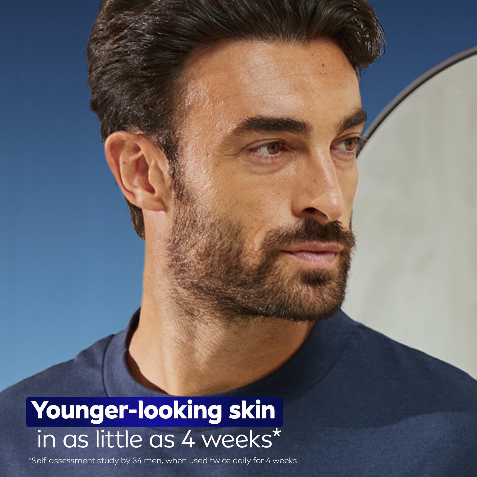 Creamy serum texture swirls on skin, indicating fast absorption.