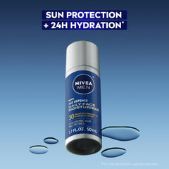 NIVEA MEN Age Defense SPF 30 label close-up highlighting UVA UVB defense