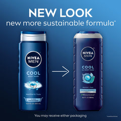 NIVEA MEN Cool Body Wash ice menthol splash showing instant cooling