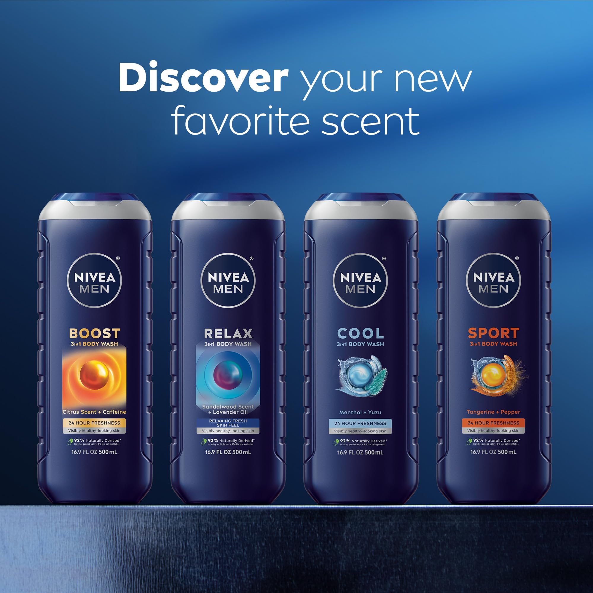 NIVEA MEN Cool Body Wash sustainability label emphasizes eco packaging