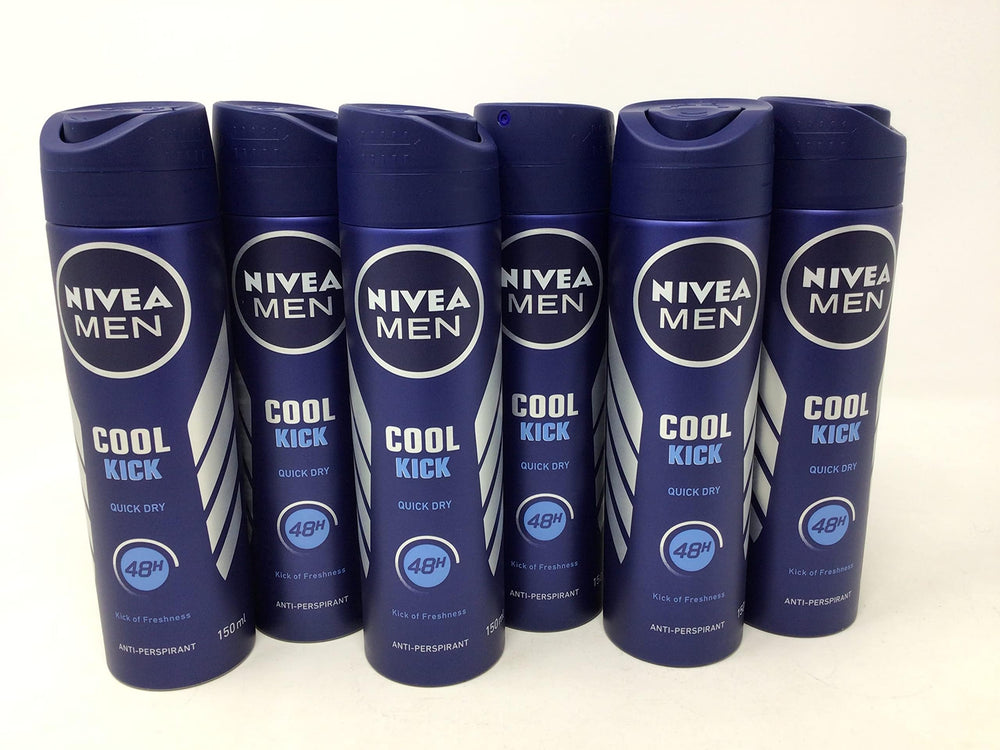 Cap close-up of NIVEA MEN Cool Kick showing quick-dry, non-sticky formula.