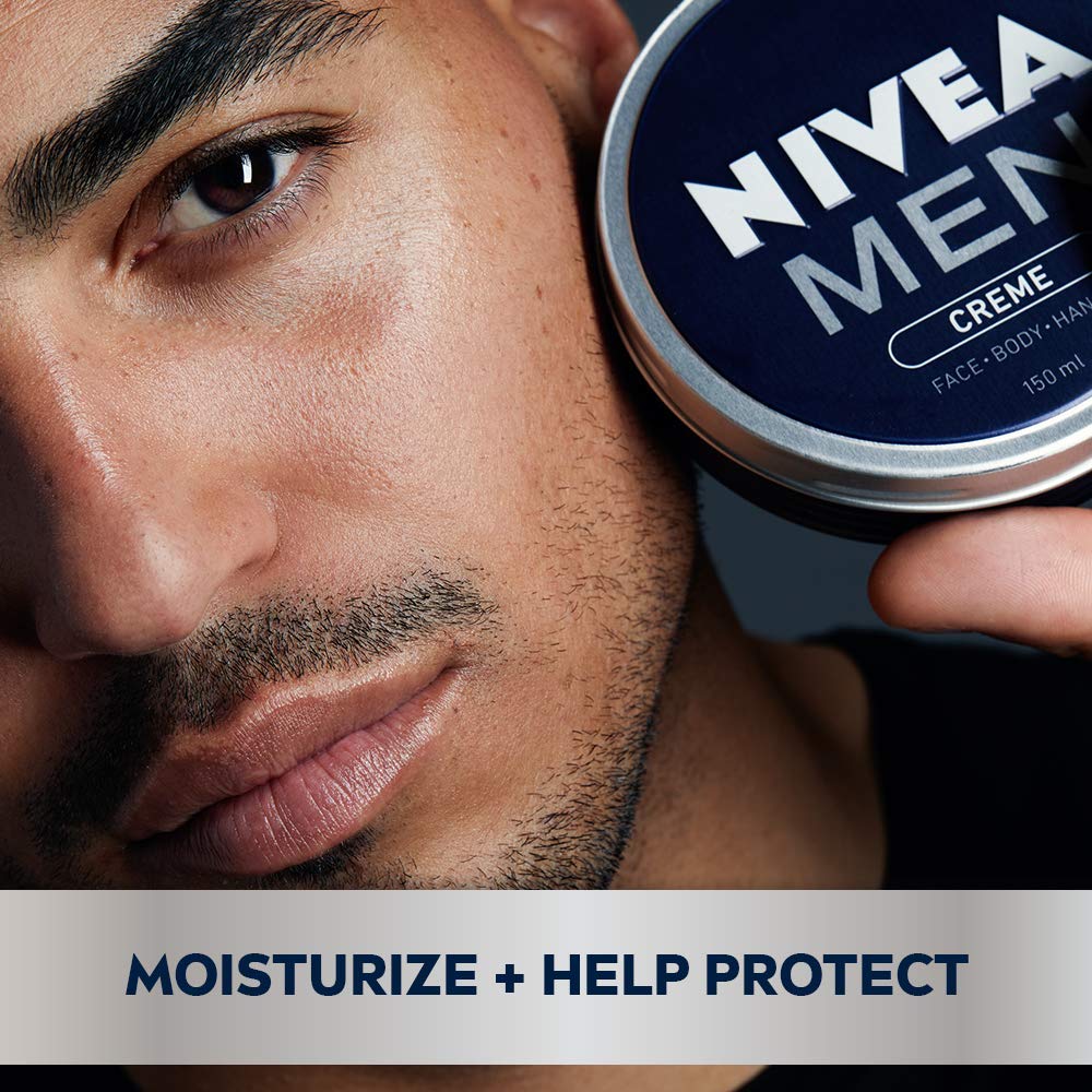 NIVEA MEN Creme applied to face and body for daily moisturization.