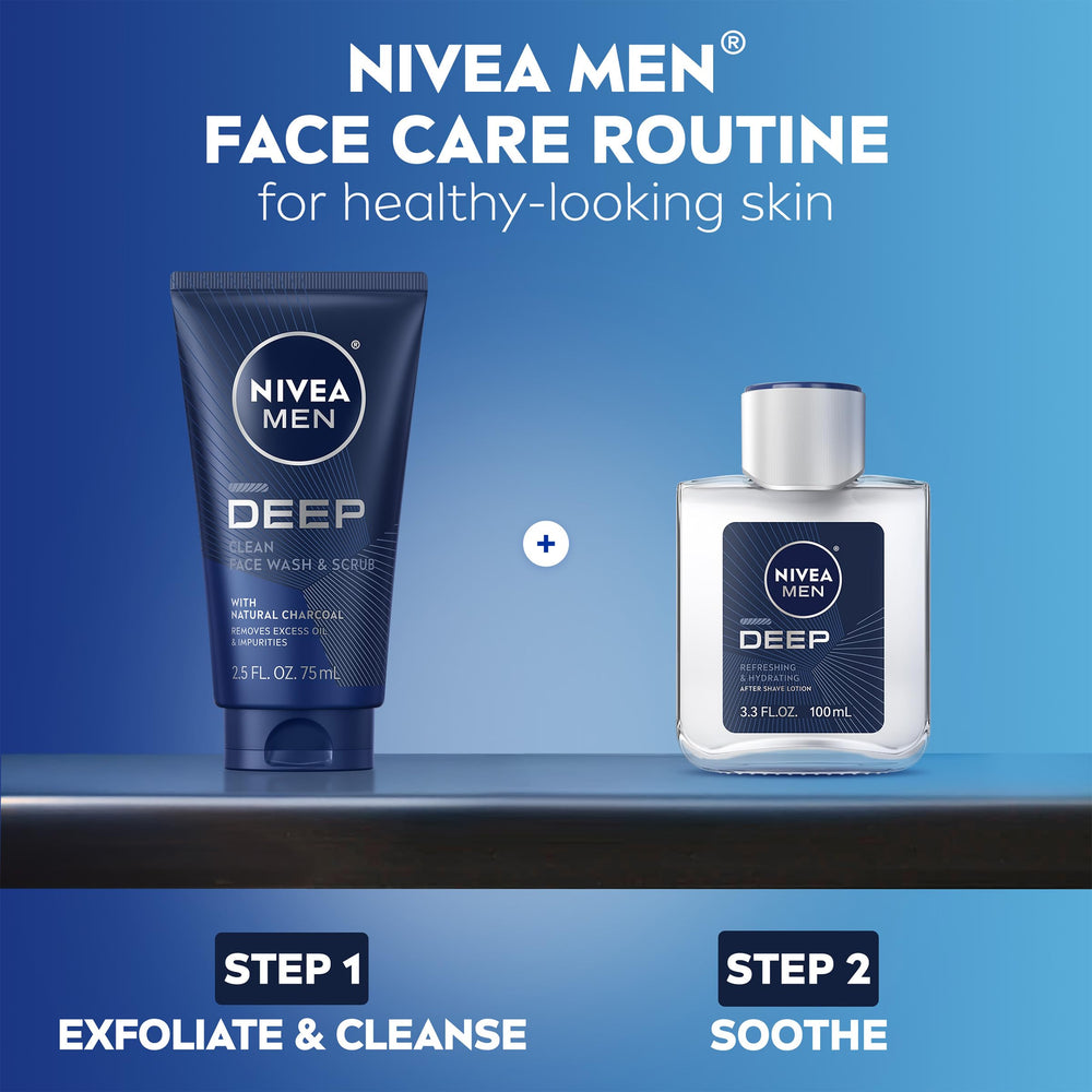 NIVEA MEN Deep Clean charcoal oil-control benefits in a quick wash.