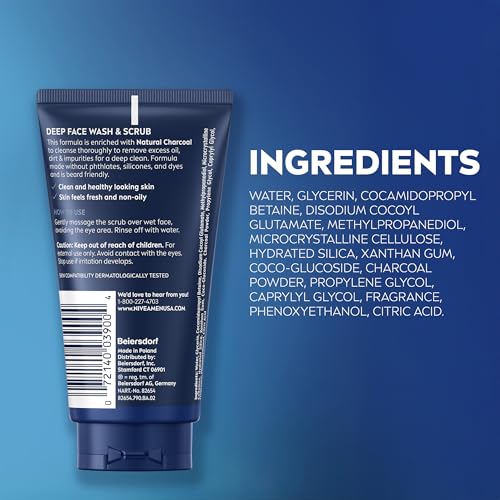 NIVEA MEN Deep Clean charcoal skin-refresh after rinsing the face.