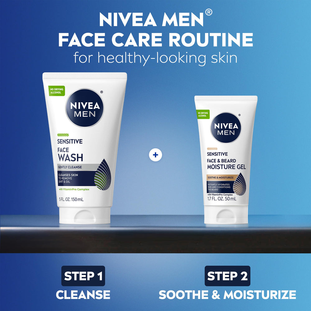 Grooming routine setup with gel and shave gel for daily care.