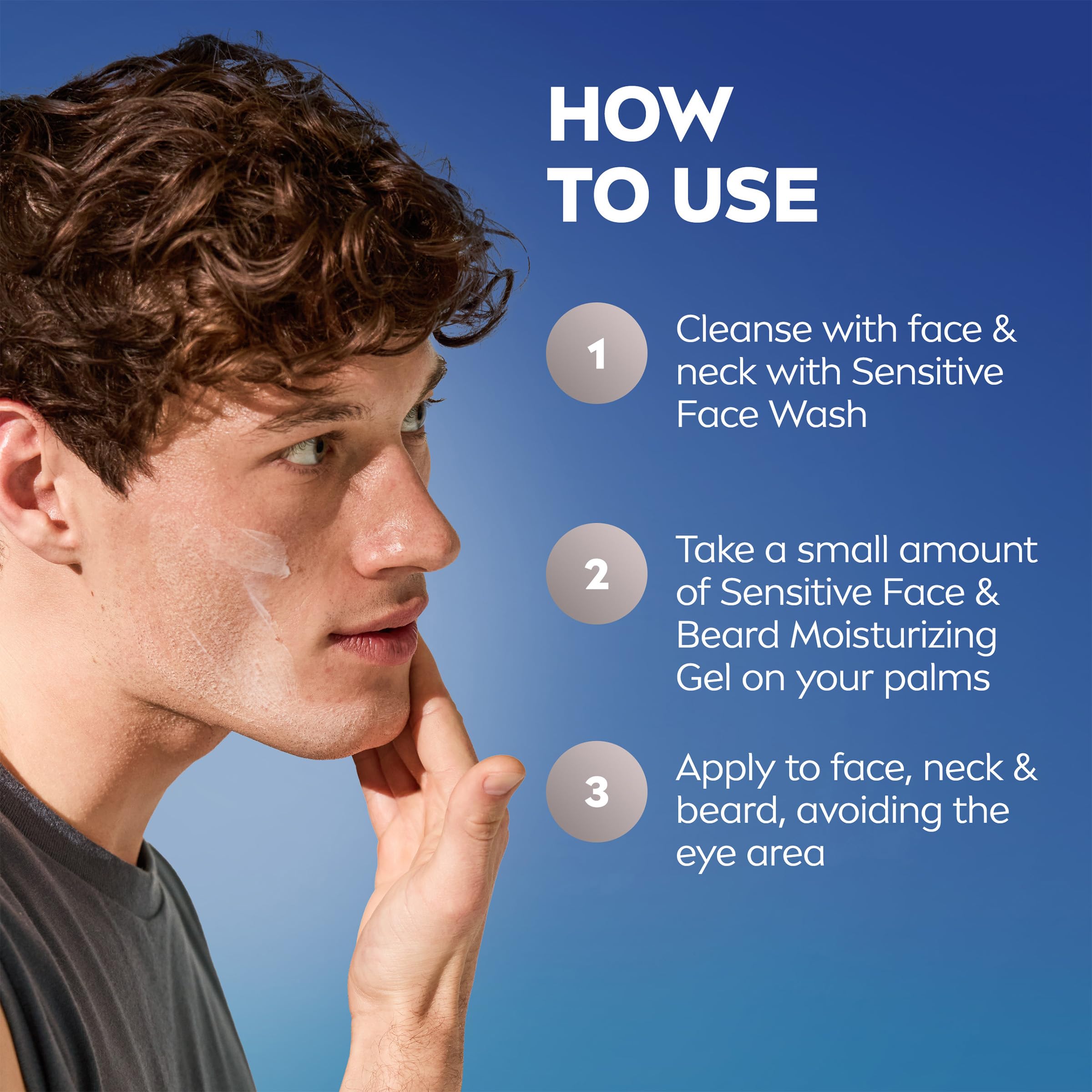 NIVEA MEN gel featuring Vitamin E and Chamomile for soothing care.