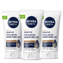 NIVEA MEN Sensitive Moisture Gel tubes front view hydrate skin and soften beard.