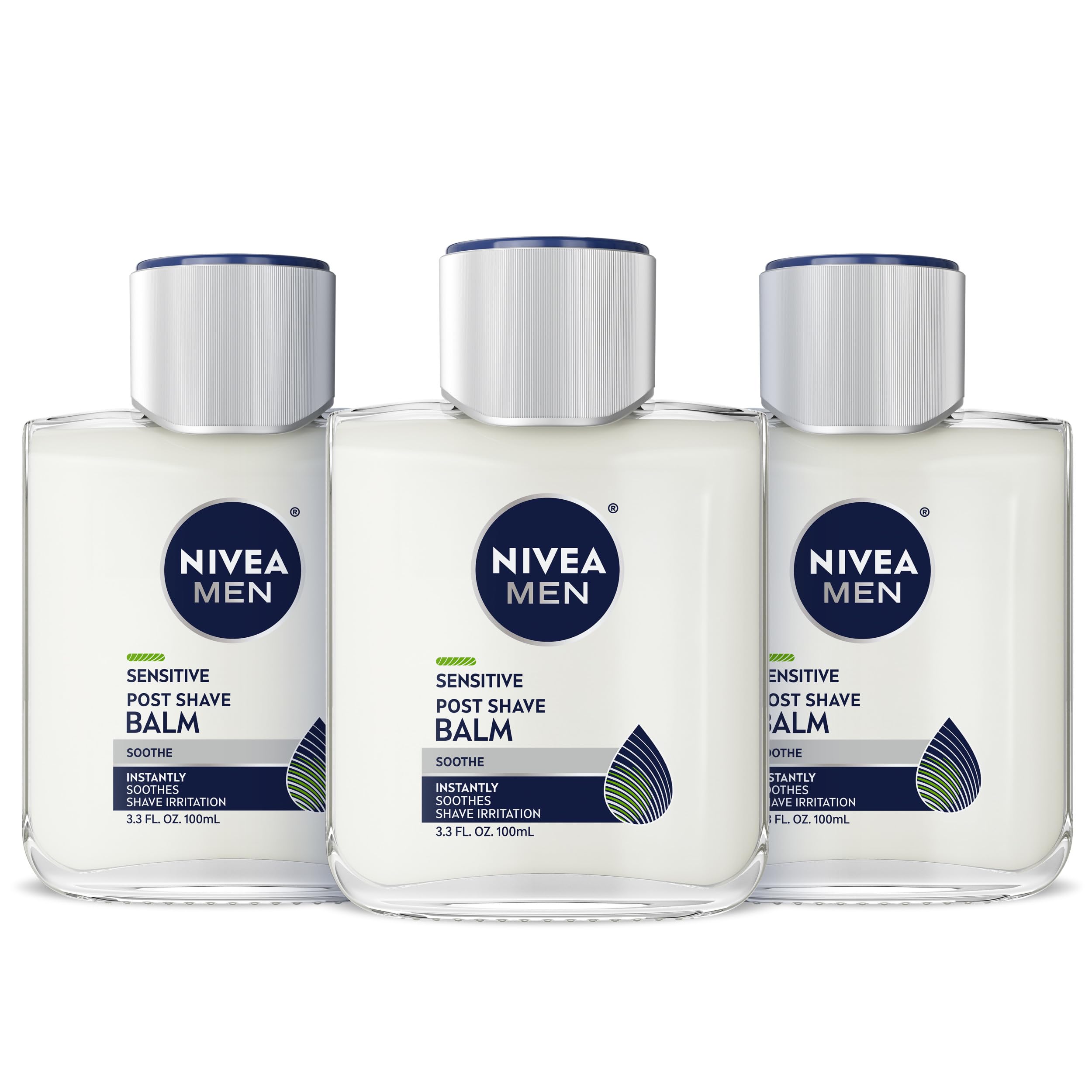 NIVEA MEN Sensitive Post Shave Balm bottle showing VitaminPro Complex for calm skin