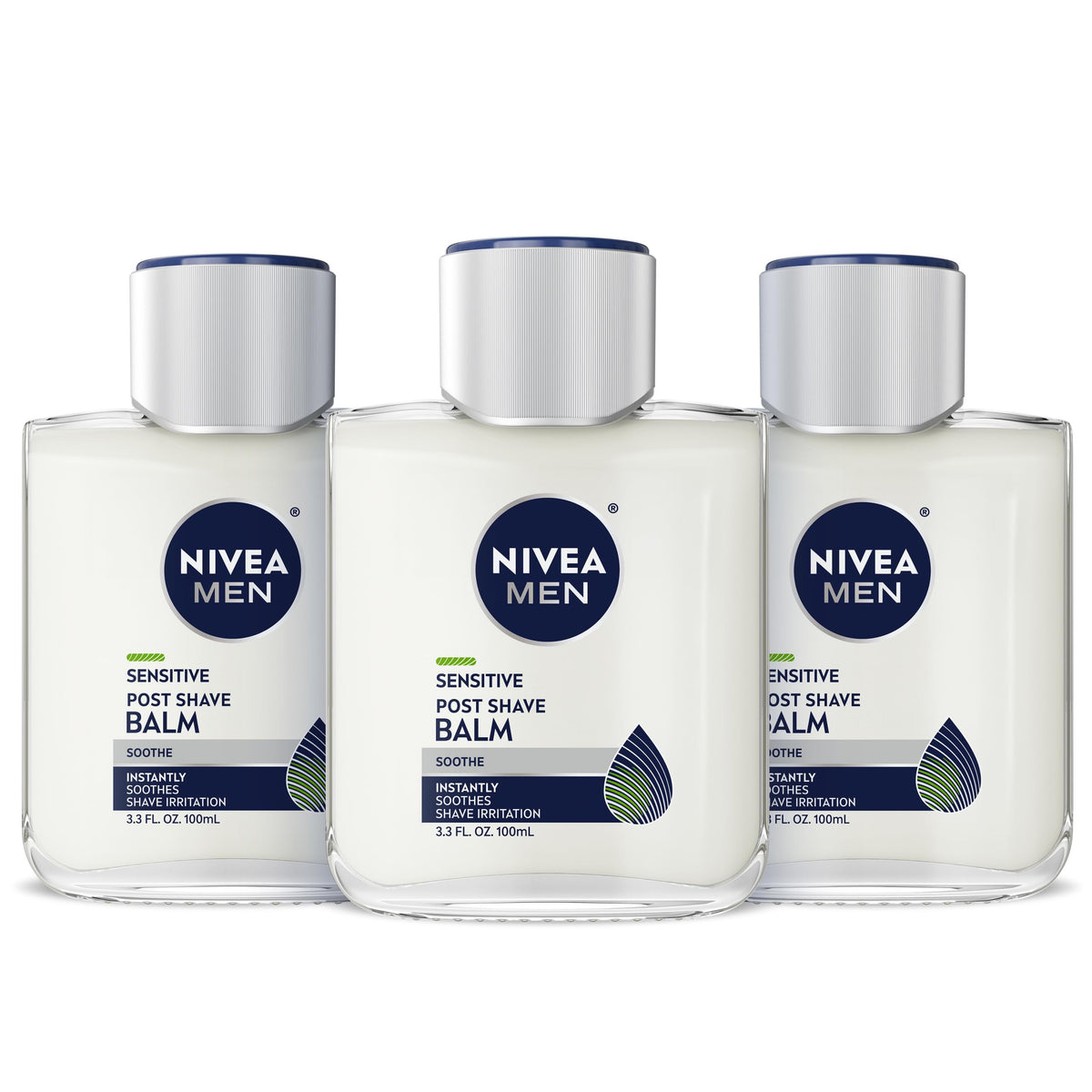 NIVEA MEN Sensitive Post Shave Balm bottle showing VitaminPro Complex for calm skin