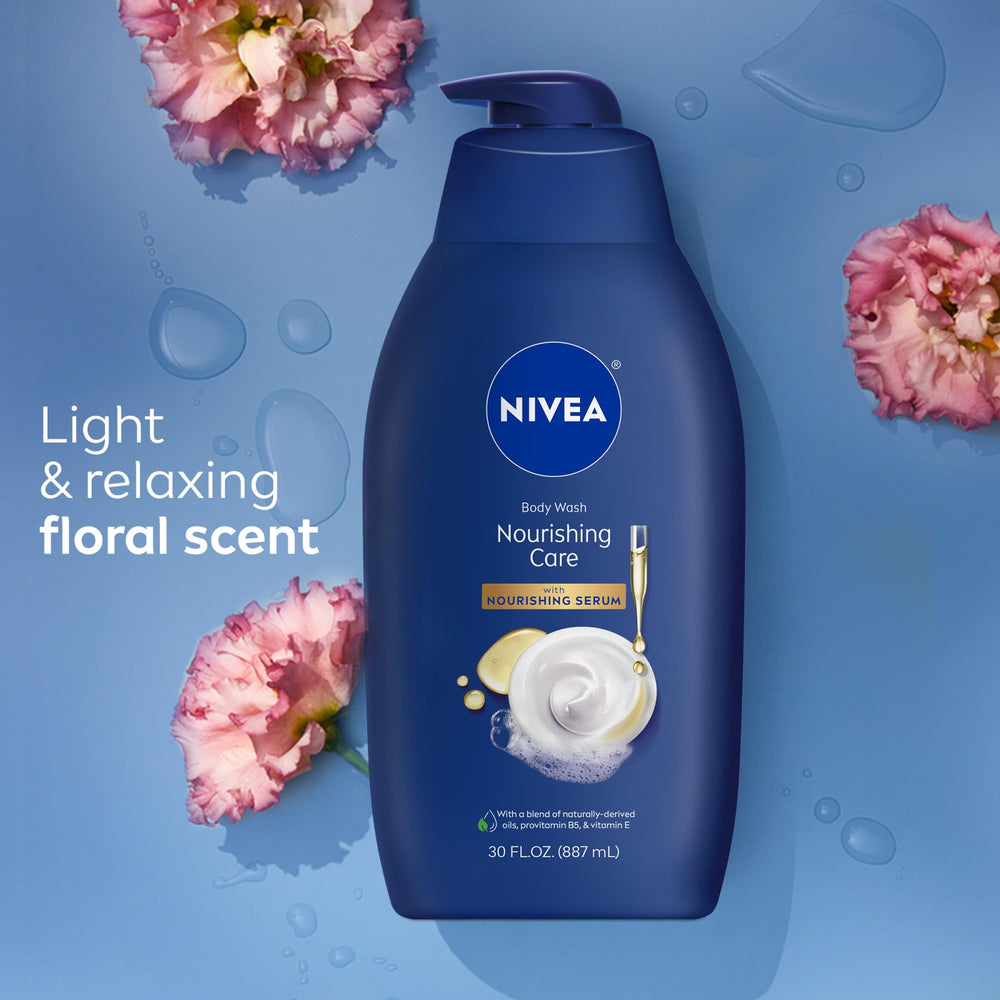 NIVEA bottle with recycling icon—sustainability commitment.