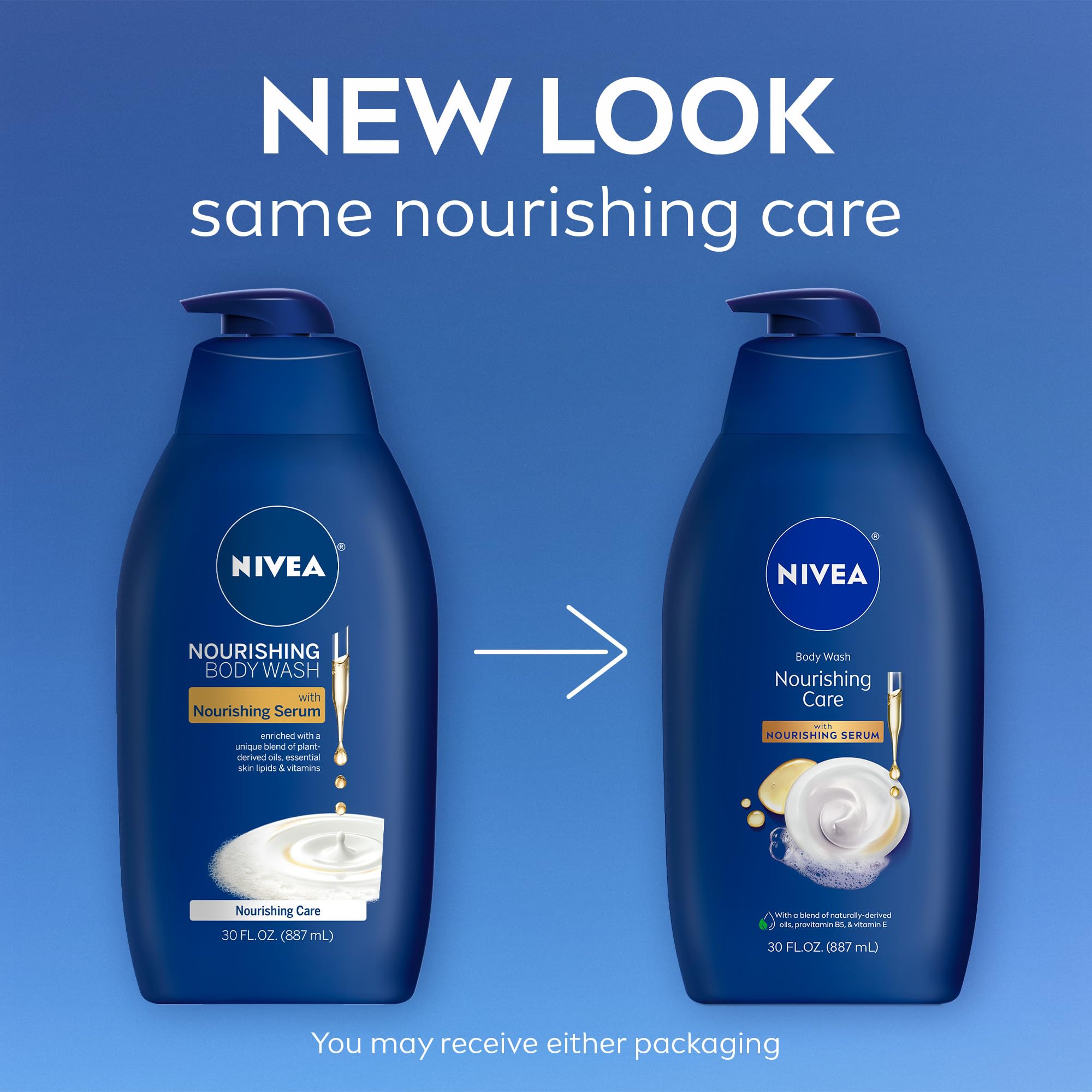 NIVEA Nourishing Serum detail—provitamin B5 and vitamin E in action for nourishment.