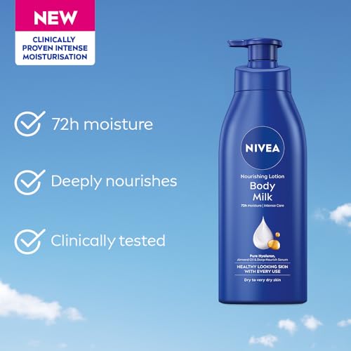 NIVEA Nourishing Lotion cream texture close-up demonstrates rich consistency.