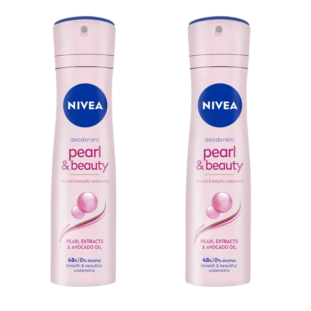 NIVEA Pearl & Beauty antiperspirant spray bottle for all-day freshness and gentle underarm care
