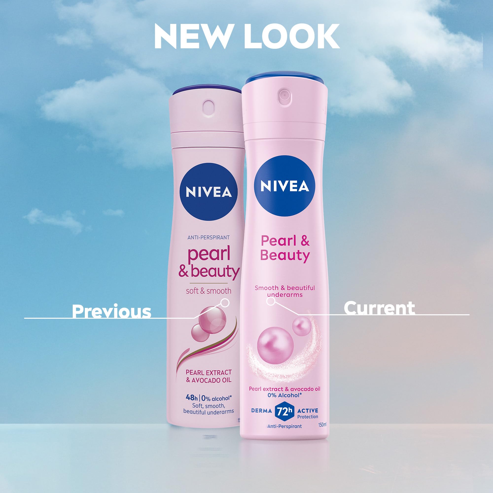 NIVEA Pearl Beauty Spray colorant-free option for gentle care.