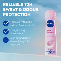 NIVEA Pearl Beauty Spray dispense action enables precise, quick use.