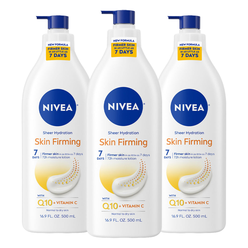 NIVEA Sheer Hydration Skin Firming Lotion bottle pump for easy daily moisture
