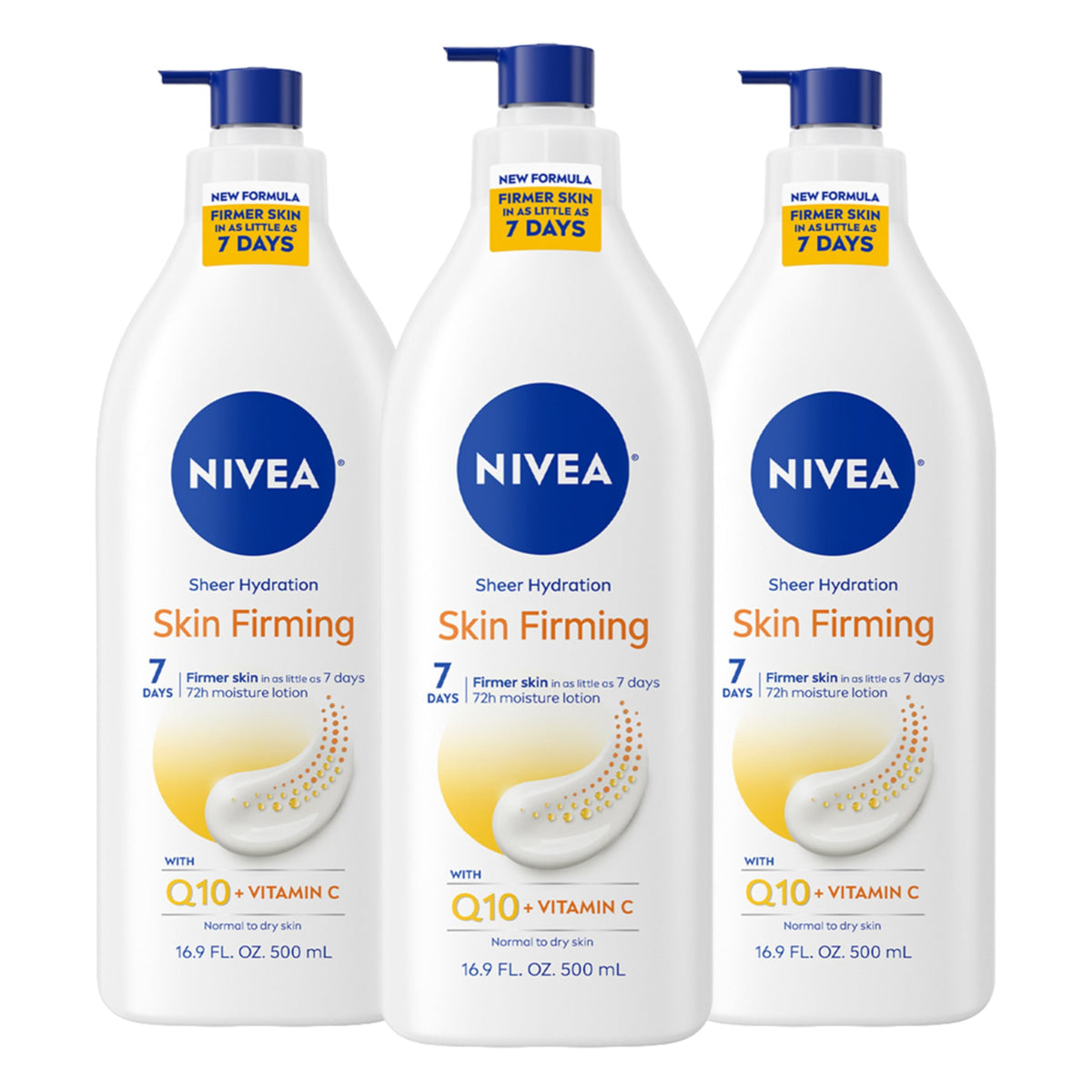 NIVEA Sheer Hydration Skin Firming Lotion bottle pump for easy daily moisture