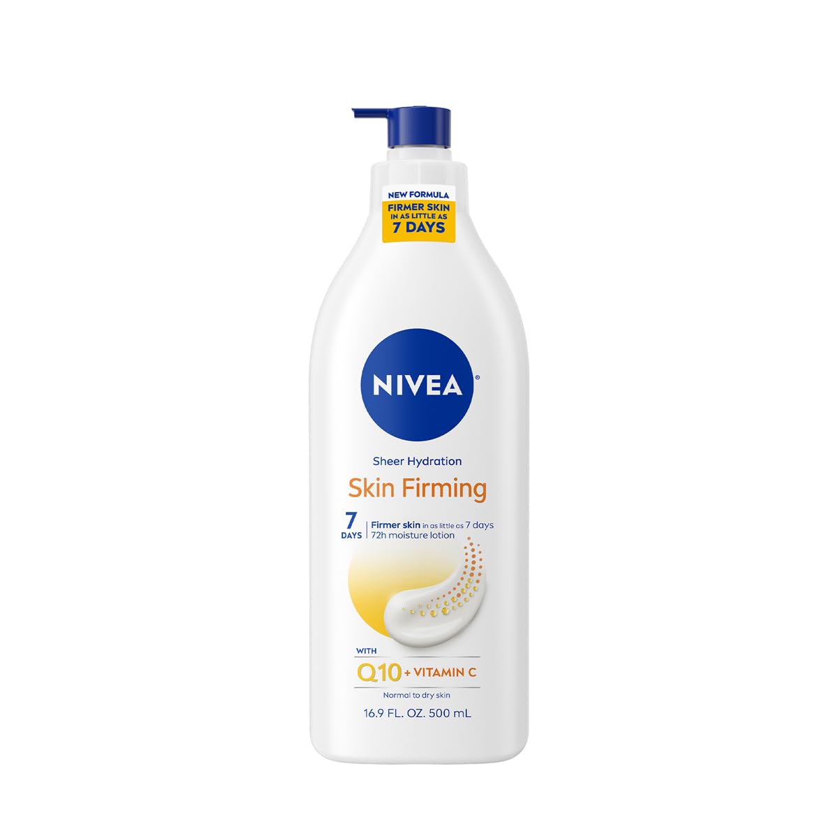 NIVEA Sheer Hydration lotion bottle highlights firming formula for smoother skin.